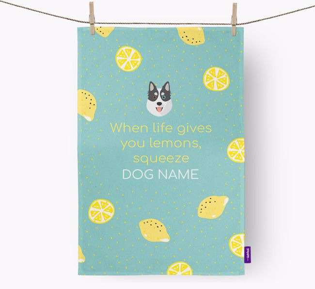 Personalised 'When Life Gives You Lemons' Dish Towel with {breedFullName} Icon